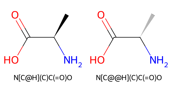 Figure 13. アラニンの光学異性体のSMILES